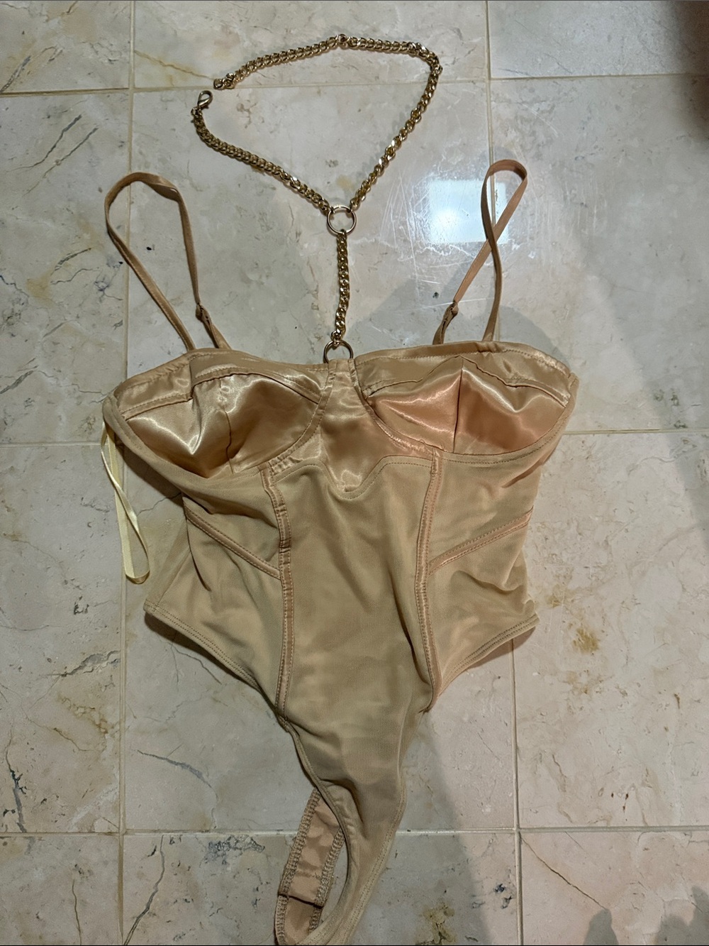 Satin Sculpting Nude Bustier Bodysuit